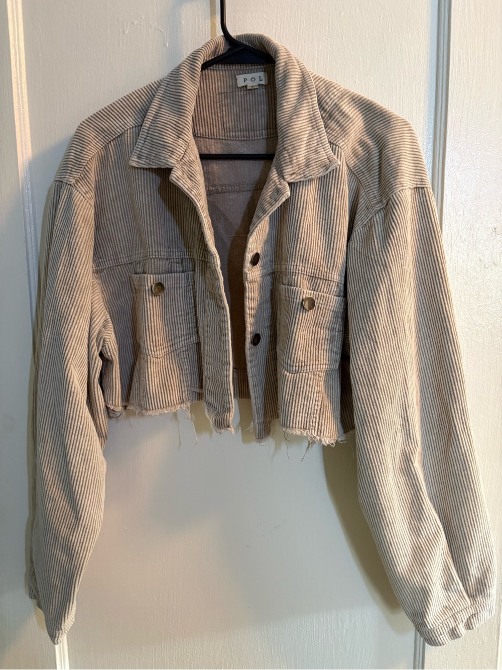 POL Beige Cropped Corduroy Jacket